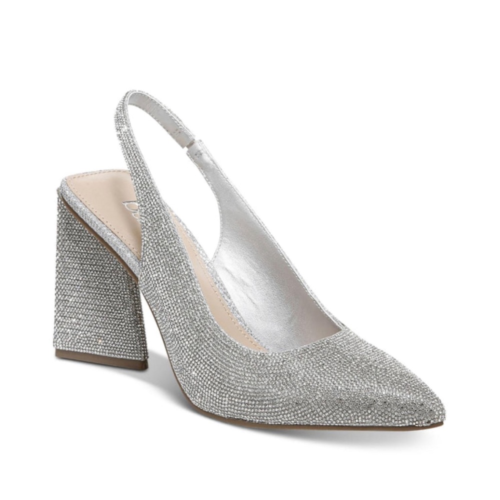 NWT Bar III Arrica Slingback Pumps, Silver Bling Size 7M New in Box Retail $89.5